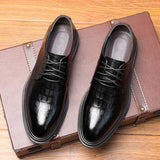 Indo Western Shoes Embossed Crocodile Plaid Men's Shoes Thick-Soled British Leather Shoes Men