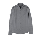 Men Shirts Solid Color Textured Long Sleeve Shirt