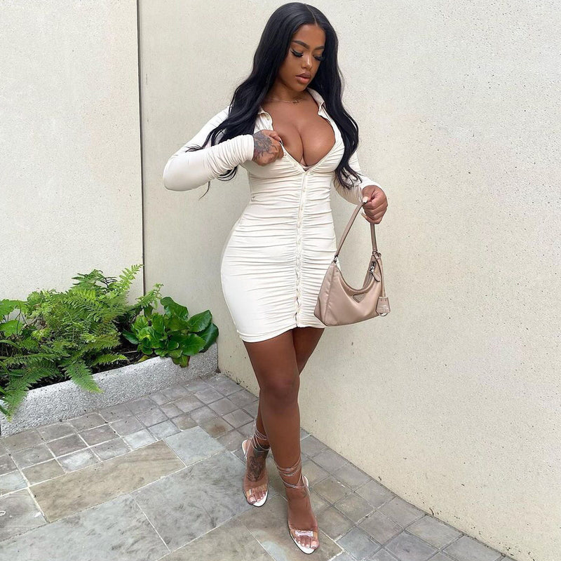 Dakota Johnson Red Mini Dress Sexy Pleated Single-Breasted Cardigan Dress