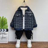 Toddler Boys Jackets Children's Clothing Spring and Autumn Lattice Denim Jacket for Boys