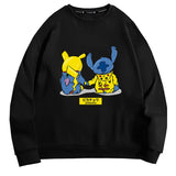 Men and Women Pokemon Pikachu Hoodie Pikachu Joint Name Stitch Back Shadow Crew Neck Pullover Sweatshirt