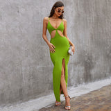 Women Bodycon Dress Spring and Summer Evening Dress Fluorescent Color Sexy Suspender Dress