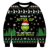 Black Christmas Sweater Christmas Print Couple Outfit Casual Pullover