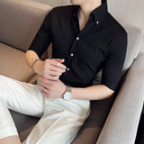 Men's Shirts V-neck Striped Half Sleeve Shirt