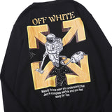 Off White Sweatshirts Long Sleeve round Neck Sweater Autumn and Winter Astronaut Vacuum Cleaner Pattern Terry Sweater for Men and Women