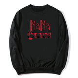 Boy Mama Hoodie Red Plaid Mama Printed Crew Neck Sweatshirt