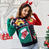Black Christmas Sweater Women's Small Snowflake Christmas Sweater Christmas Tree Sweater