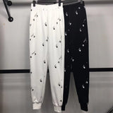 Off White Winter Pants Spring Full Body Printed Palm Pattern Casual Trousers