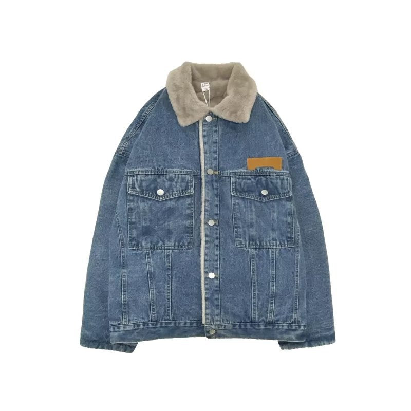 Denim Shirts Winter Men's Baggy Coat Cotton-Padded Coat