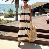 Women Dress Summer Sexy Strap Backless Striped Printed Dress