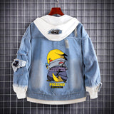 Men and Women Pokemon Pikachu Coat Spring and Autumn Pikachu Anime Denim Hoodie