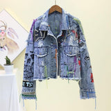 Spray Painted Jacket Graffiti Denim Short Coat Color