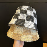 Straw Hat Chessboard Hand-Woven Straw Hat