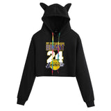 In Memory of Kobe Hoodie Kobe Peripheral Printed Women's Navel Cat Ears Hooded Sweater