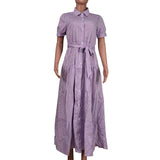 Women Bohemian Dress Fashion Striped Short Sleeve Loose Dress