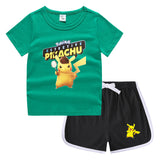 Children Pokemon Pikachu Tshirts & Shorts Casual Sports Undershirt Suit Neutral