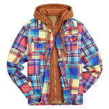 John Dutton Jacket Autumn and Winter Plaid Jacket Long-Sleeved Hooded Fake Two Pieces Cotton Padded Coat Men