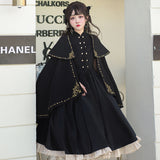Gothic Lolita Harajuku Style Clothing Lolita Autumn and Winter Cloak Thorn Gold Cloak Preppy Style