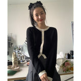 Preppy Aesthetic Outfits Round Neck Contrast Color Knitwear