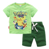 Children Pokemon Pikachu Tshirts & Shorts Cotton Short Sleeve Shorts Two Pieces Neutral
