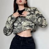Nina Parker Camo Jacket Workwear Camouflage Short Coat for Women
