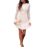 Autumn and Winter Lace Sexy Temperament Ruffle Sleeve Lace Fashion Dress