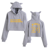 In Memory of Kobe Hoodie Kobe Peripheral Printing Casual Women Navel Cat Ear Sweater