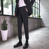 Men Suit Pants Checked Suit Trousers Loose Casual Pants Stripes