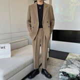 Double Brewed Seersucker Suit Spring Leisure Suits for Men Double Breasted Suit