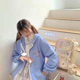 Gothic Lolita Harajuku Style Clothing Autumn Knitted Cute Girl Coat Cardigan Hooded Student