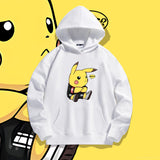 Men and Women Pokemon Pikachu Hoodie Loose Shoulder Long Sleeve