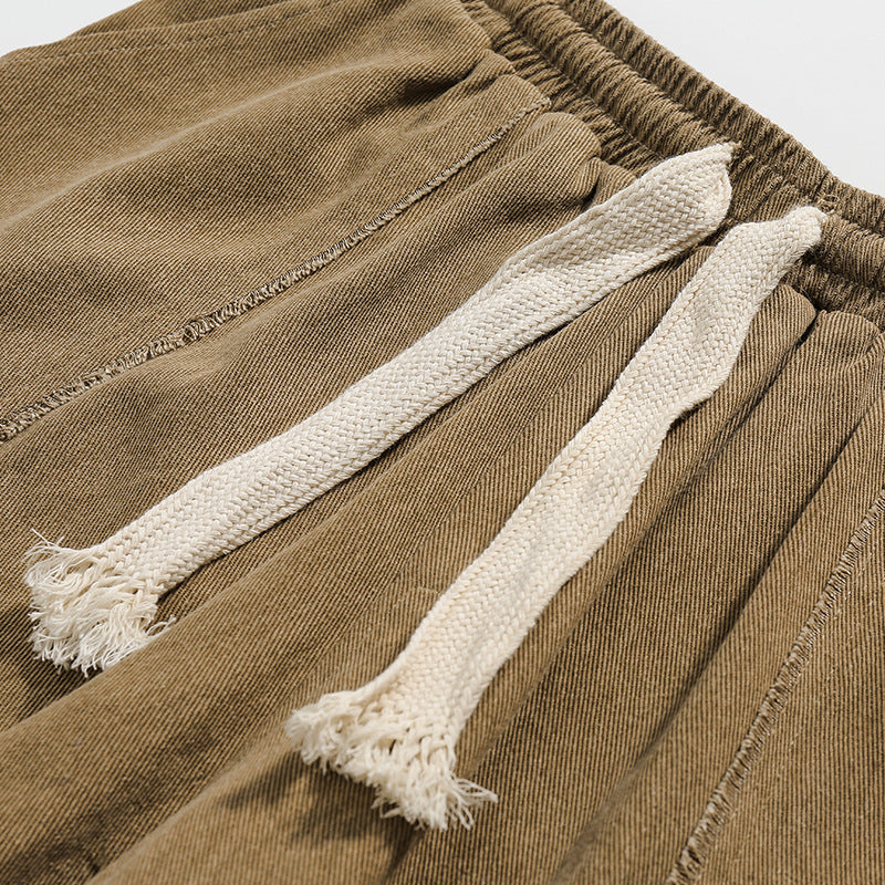 Men Shorts Straight Cargo Pants Casual Retro Loose Shorts