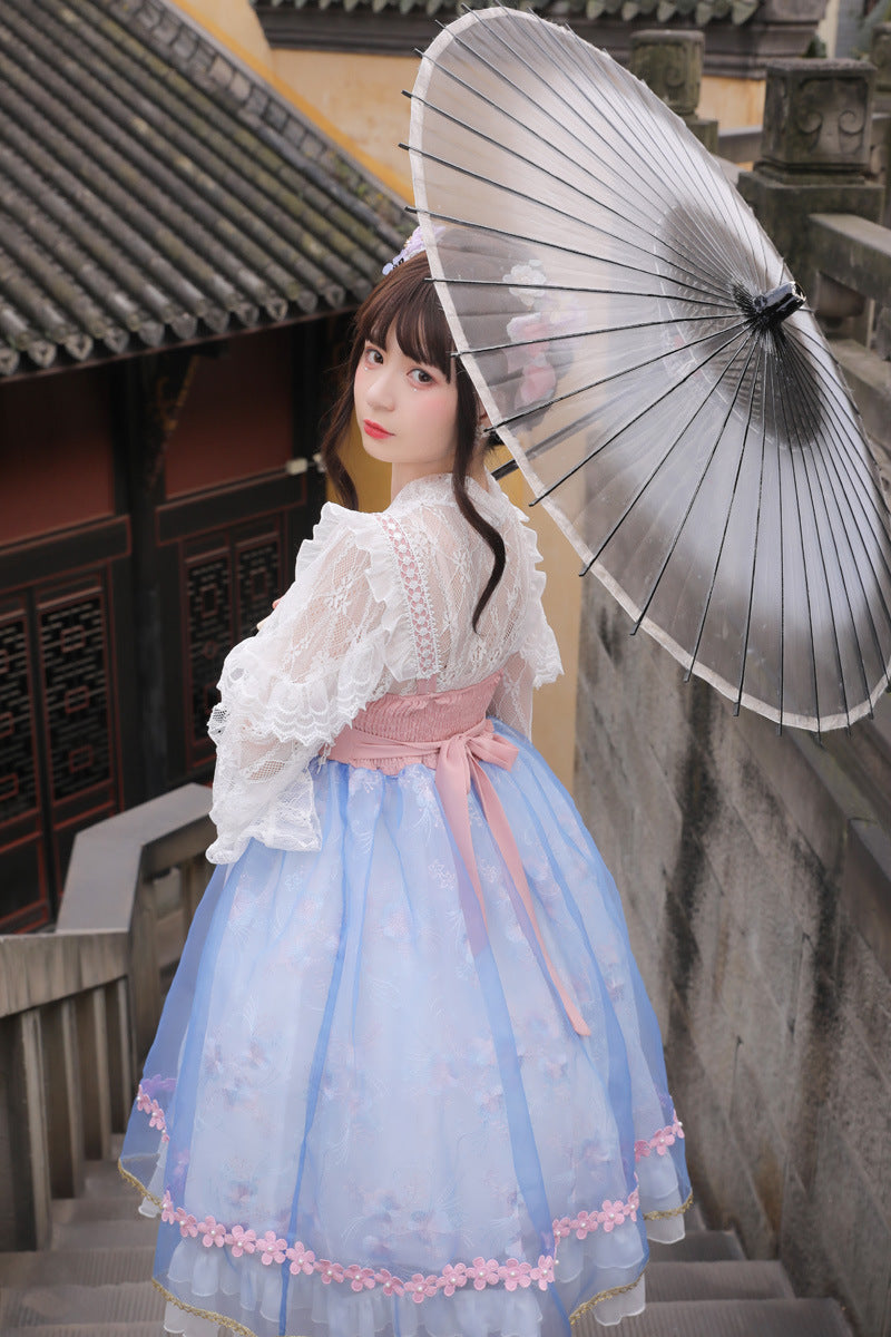 Gothic Lolita Harajuku Style Clothing Translucent Lace Inner Match Chinese Style Lolita JSK Dress
