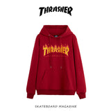 Thrasher Hoodie Flame Sweater Autumn and Winter Sports Loose Hooded