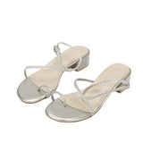 Nude Block Heel Sandals Summer Roman Casual Sandals