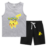 Children Pokemon Pikachu Tshirts & Shorts Vest Middle Pants Sports Casual Thin Two Pieces