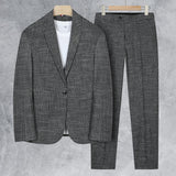 Seersucker Suit Striped Artistic Casual Men's Clothing Two-Piece Set