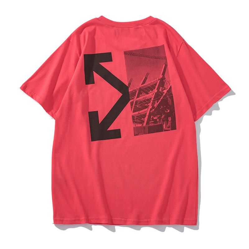 Off White T Shirt Short Sleeve Casual Fashionable  Tshirt Stitching Half Arrow Print Owt