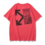 Off White T Shirt Short Sleeve Casual Fashionable  Tshirt Stitching Half Arrow Print Owt
