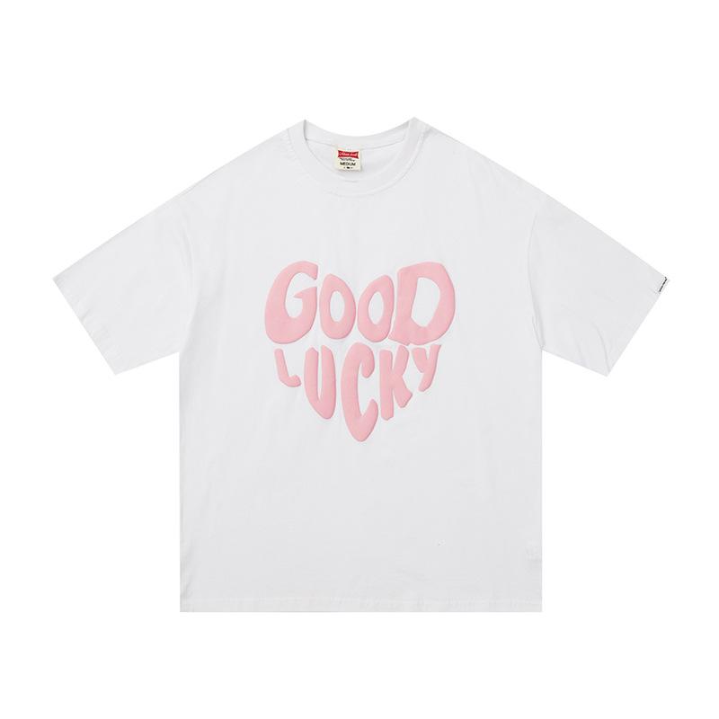 Men T Shirt Summer Casual Tops Men's Clothes Summer Wear National Fashion Boys round Neck Short Sleeve Casual Couple Love Letter T-shirt