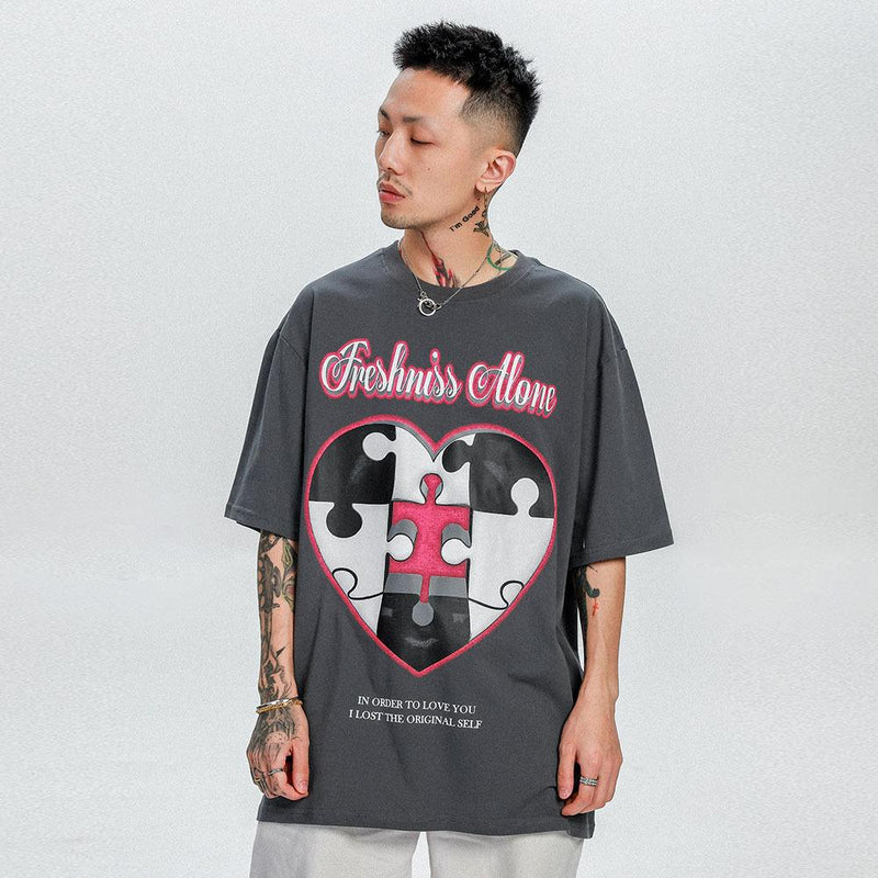 Men's T Shirt Summer Casual Tops Printed Short Sleeve T-shirt Men's Harajuku Style round Neck Half Sleeve Street Fashion Loose Half Sleeve