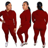 Women Plus Size Co-Ords Solid Color Knitted Fashion Casual Two-Piece Suit