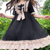Gothic Lolita Harajuku Style Clothing Lolita Cute Square Collar Princess Dress Chiffon Dress