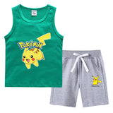 Children Pokemon Pikachu Tshirts & Shorts Vest Middle Pants Sports Casual Thin Two Pieces