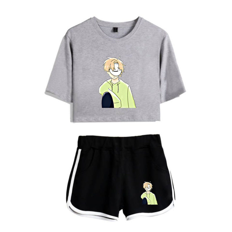 Dreamwastaken Men's Novelty Hoodies Dream Merch Shirt Printed Sexy Navel Exposed T-shirt Shorts Set