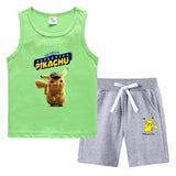Children Pokemon Pikachu Tshirts & Shorts Summer Vest Middle Pants Sports Casual Thin Two Pieces