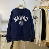 Diana Harvard Sweatshirt Autumn Letter Print round Neck Pullover Long Sleeve Sweater