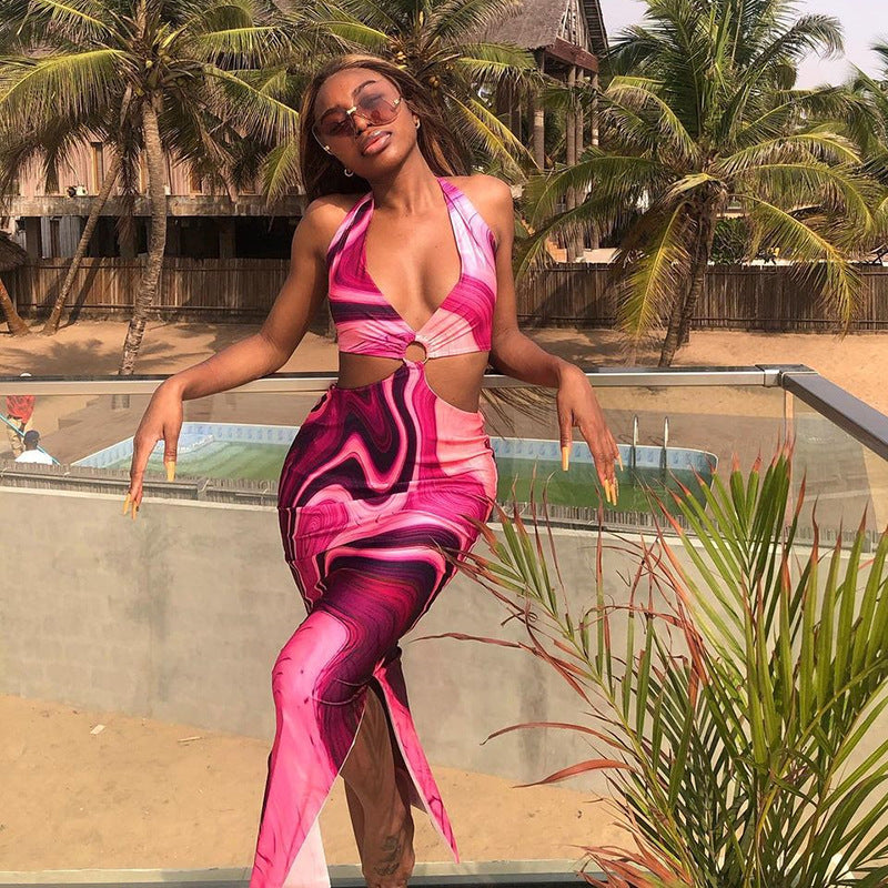 Women Summer Dresses Midi Dress  Dress Summer Printed Sexy Beach Dress for Women