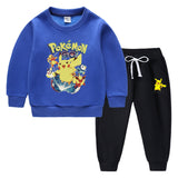Children Pokemon Pikachu Hoodie & Pant Set Fleece Lined Padded Warm Keeping Winter Clothes Sweatershirt Suit Neutral