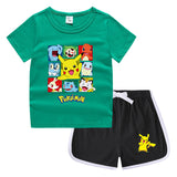 Children Pokemon Pikachu Tshirts & Shorts Casual Sweat Wicking Suit Neutral